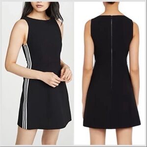 Alice + Olivia Lindsey Structured Sleeveless Black Dress White Side Stripes 12